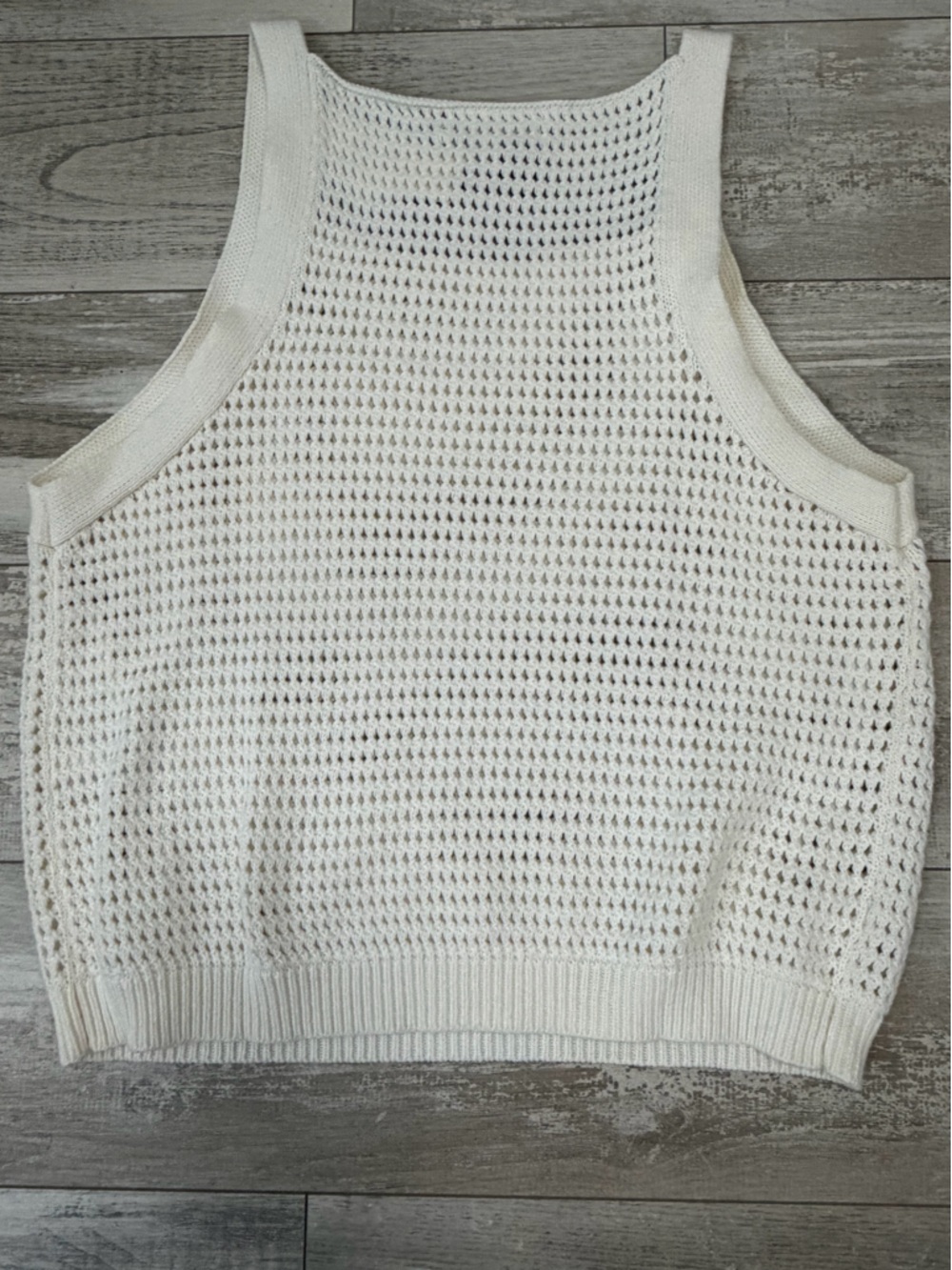 NWT Banana Republic Open Stitch Sweater Tank Cream Off White Size L Knit - Picture 5 of 5